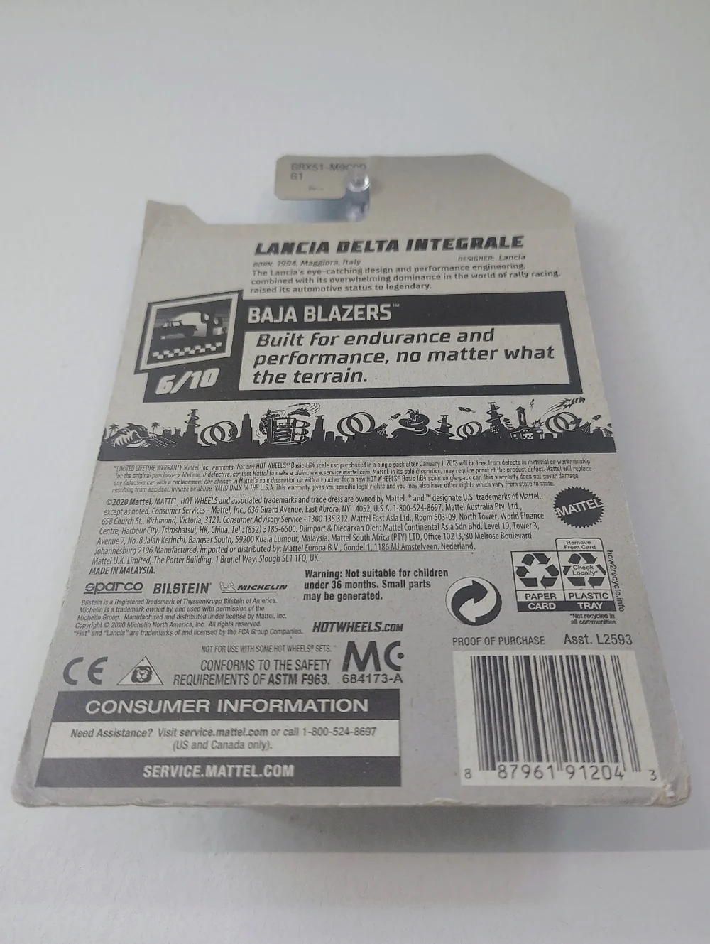 Lancia Delta Integrale Hot Wheels Baja Blazers 6/10 White Rally Diecast